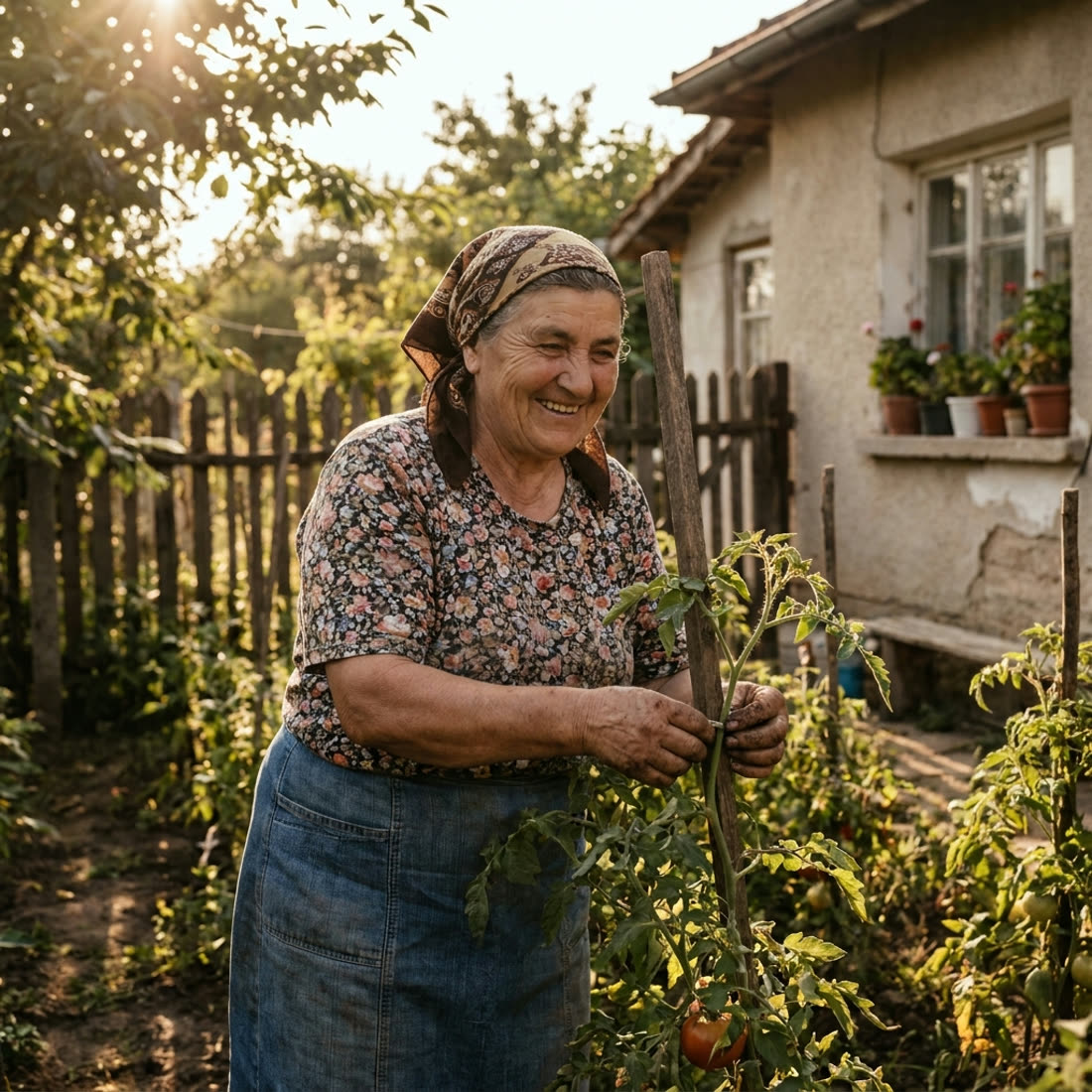 Жена в градината си